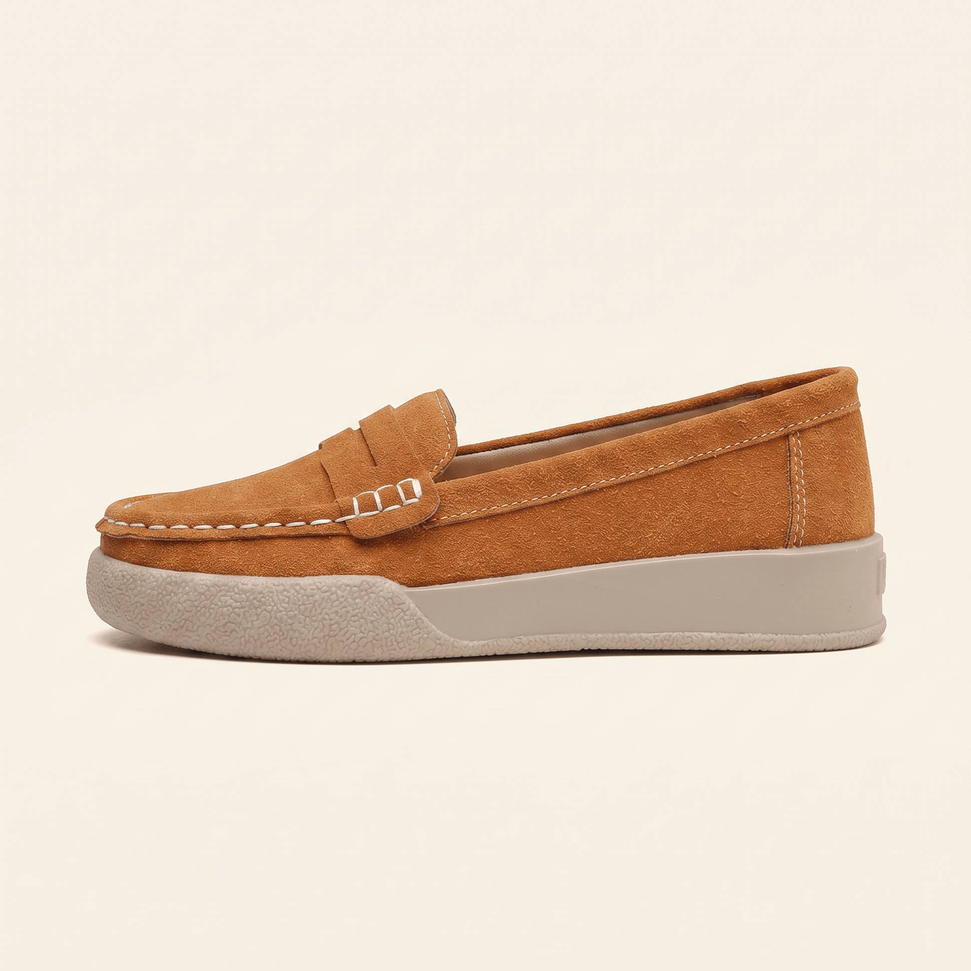 Mocassins Femme Penny Daim Bout Rond Chaussures Plates