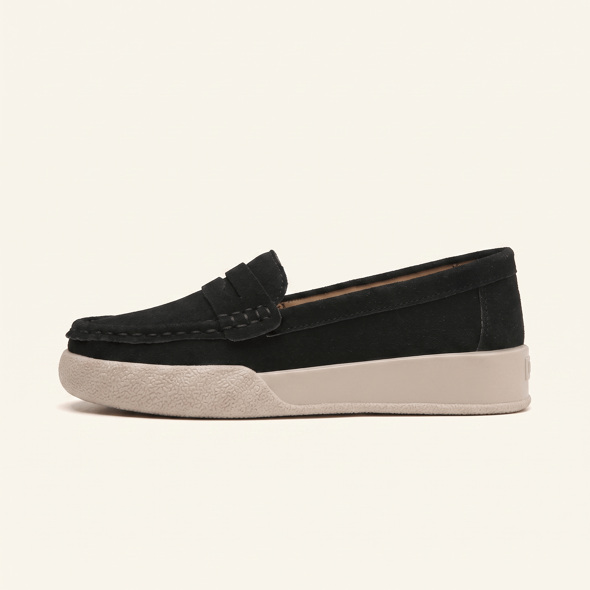 Mocassins Femme Penny Daim Bout Rond Chaussures Plates