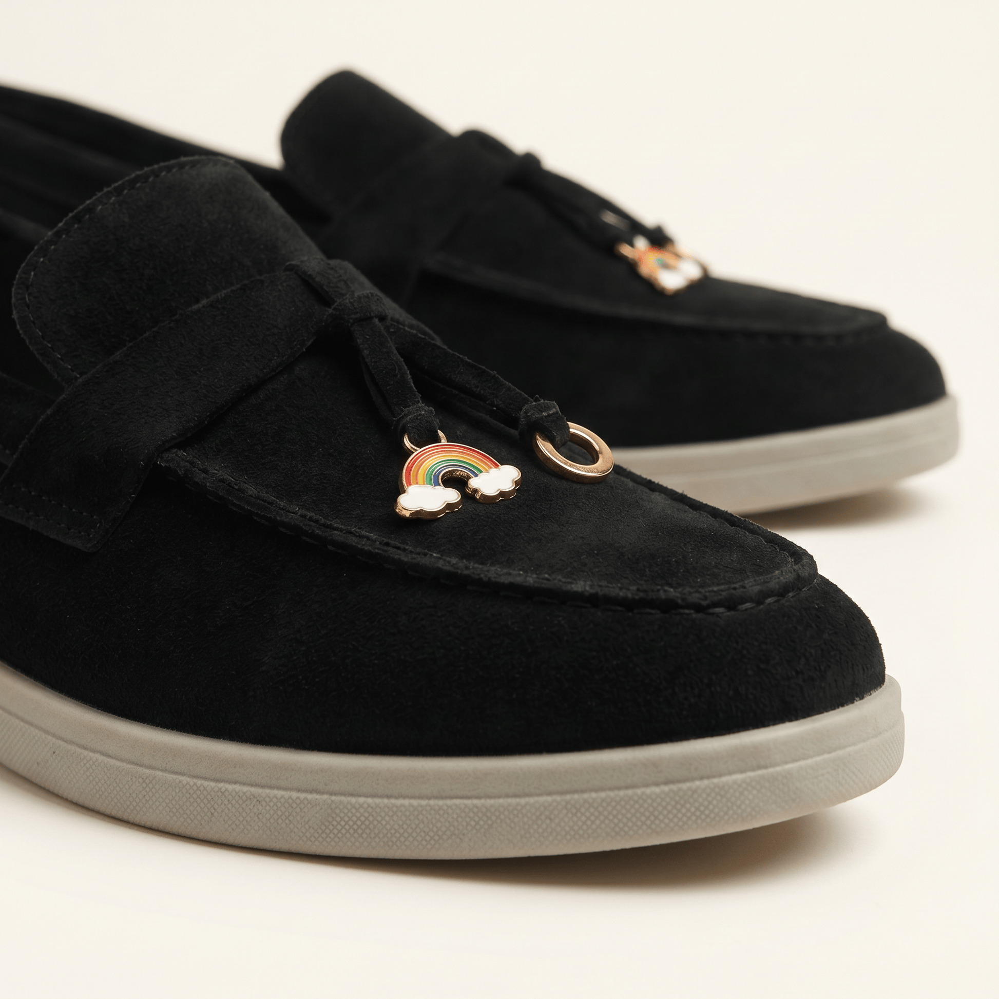 Mocassins Femme Penny en Daim Détail Doré