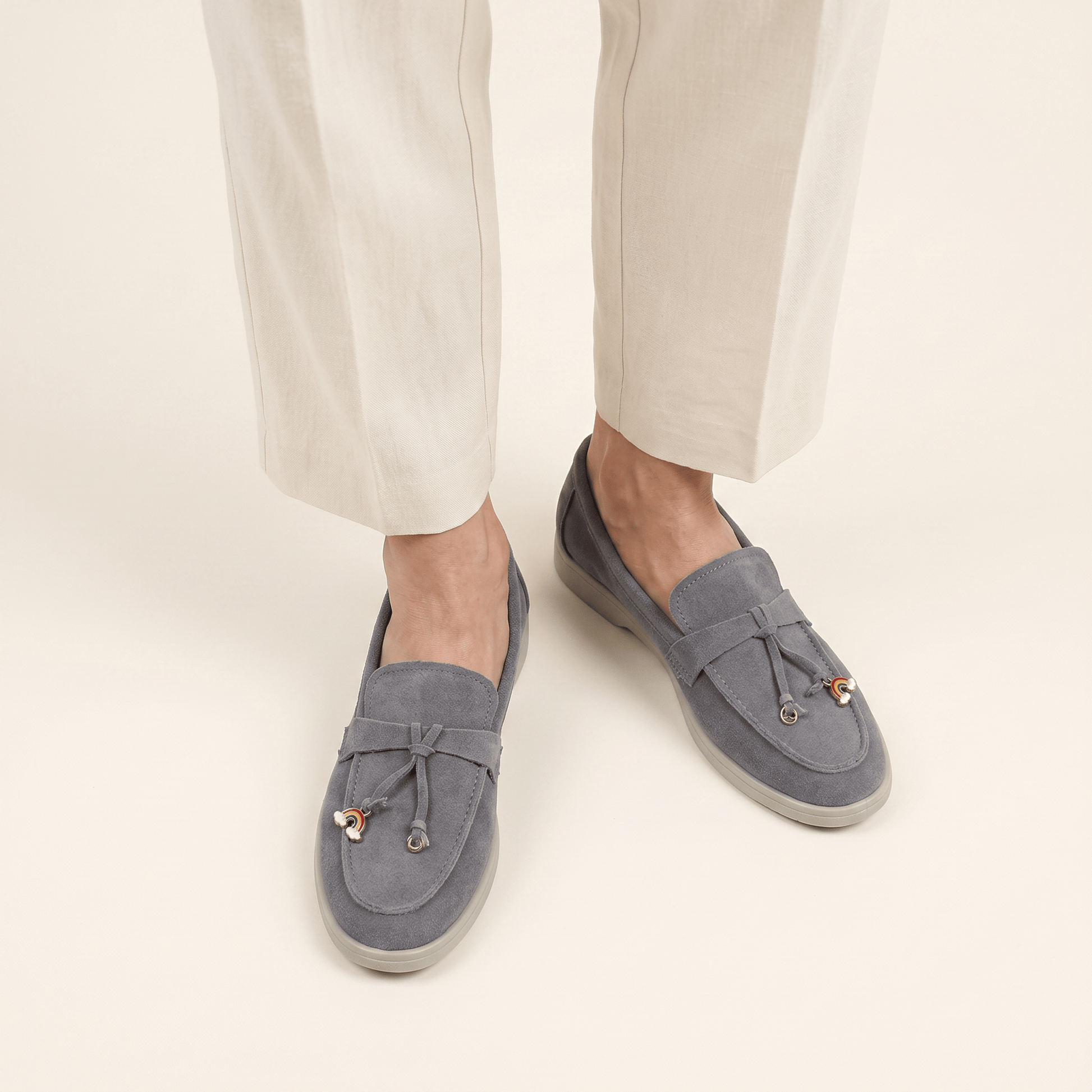 Mocassins Femme Penny en Daim Détail Doré