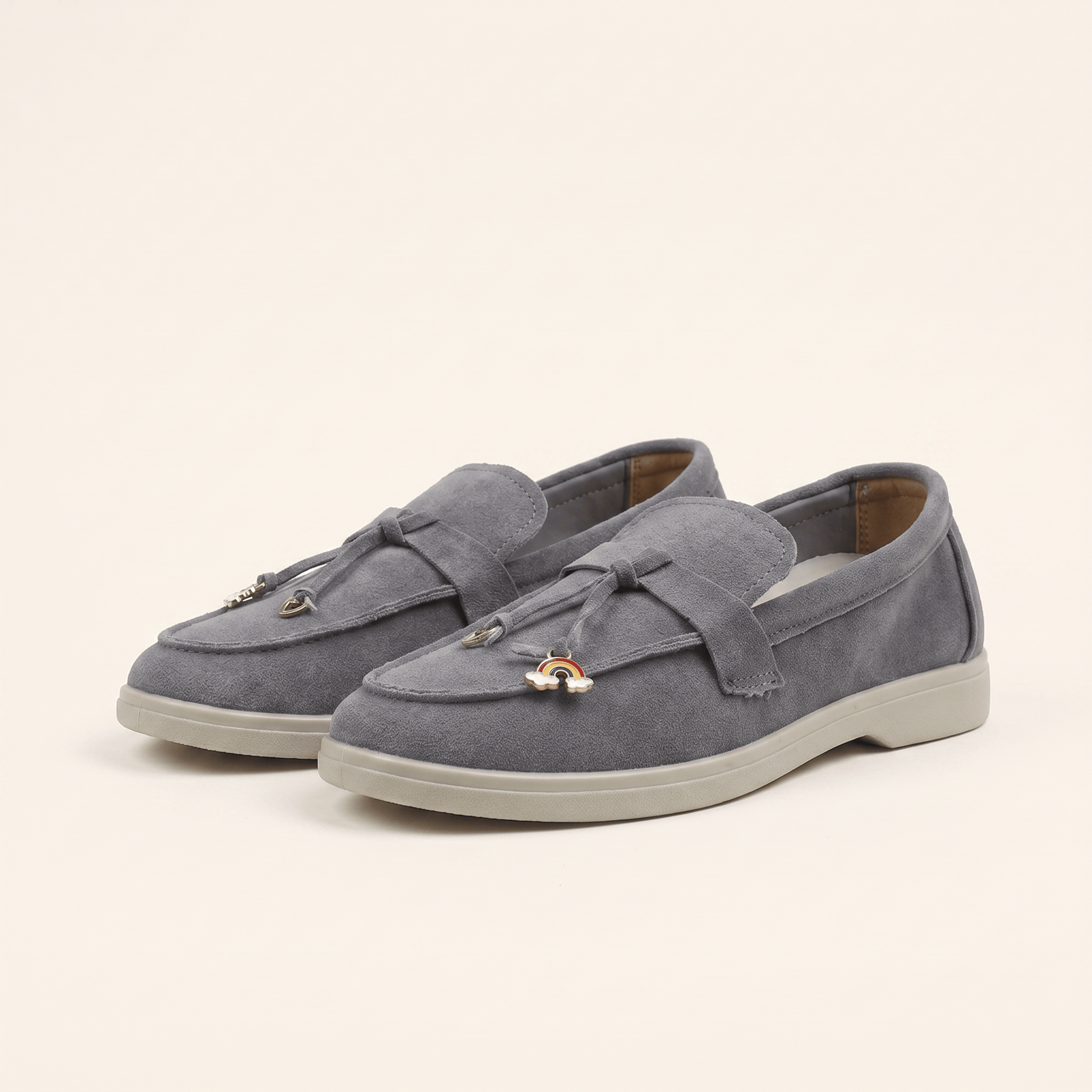 Mocassins Femme Penny en Daim Détail Doré