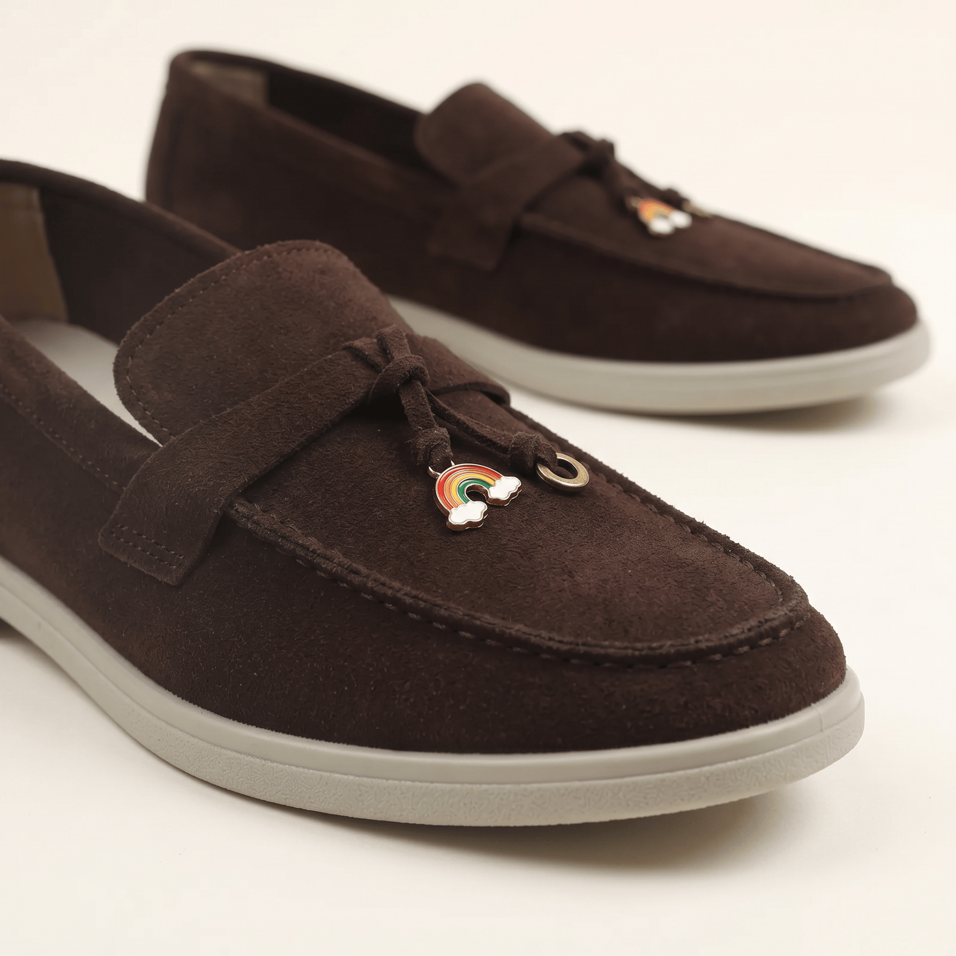 Mocassins Femme Penny en Daim Détail Doré