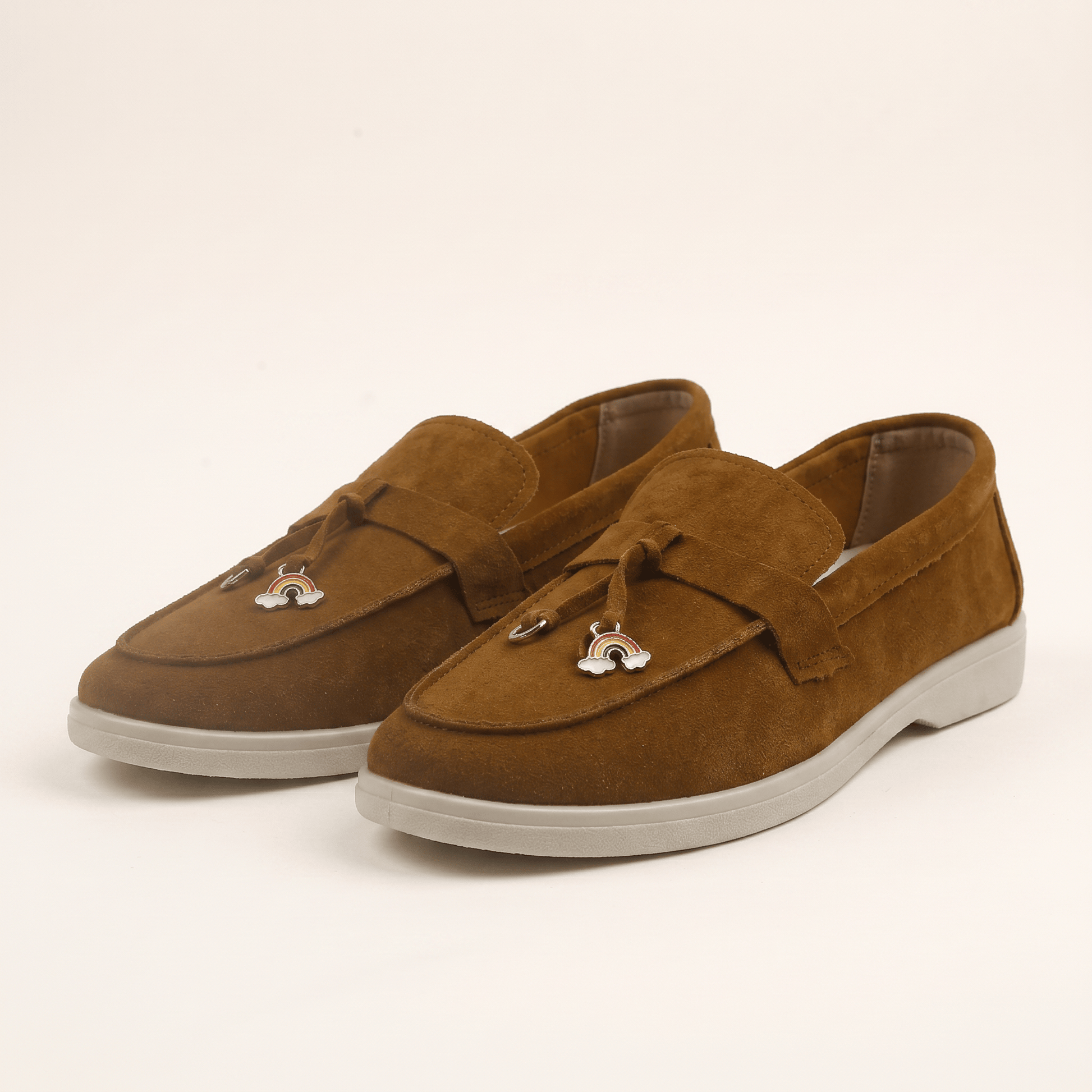 Mocassins Femme Penny en Daim Détail Doré