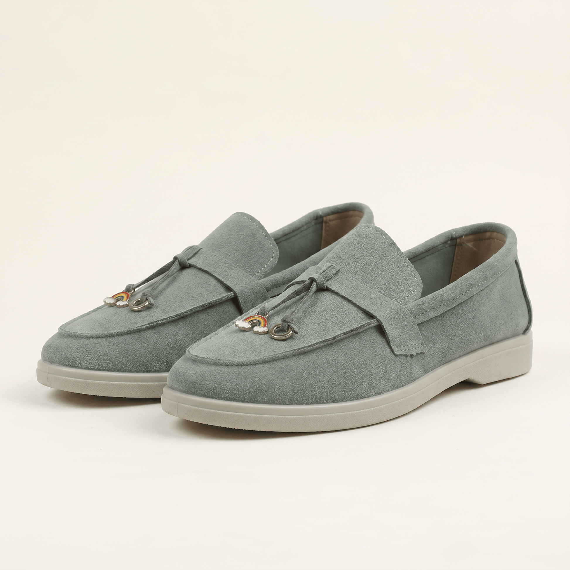 Mocassins Femme Penny en Daim Détail Doré