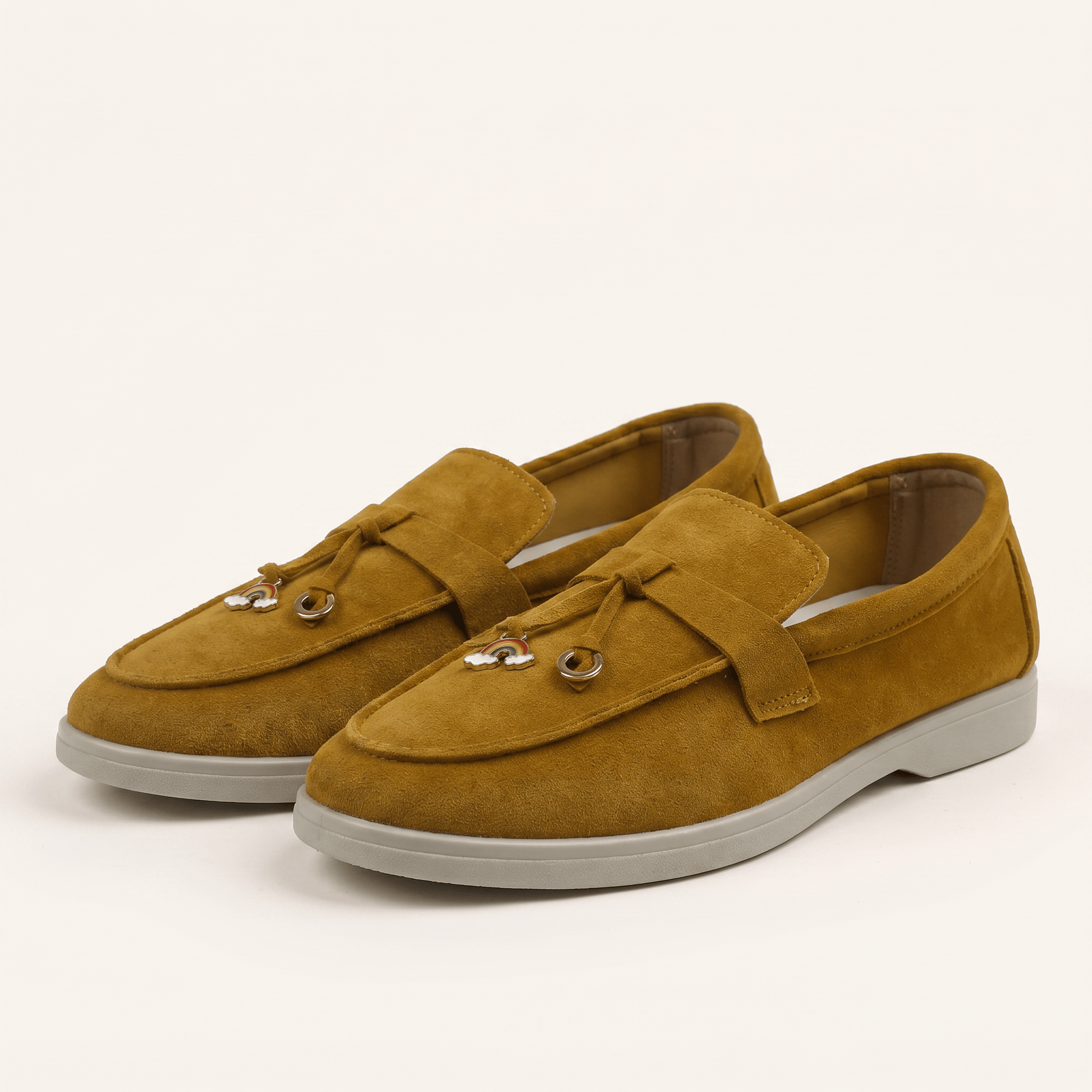 Mocassins Femme Penny en Daim Détail Doré