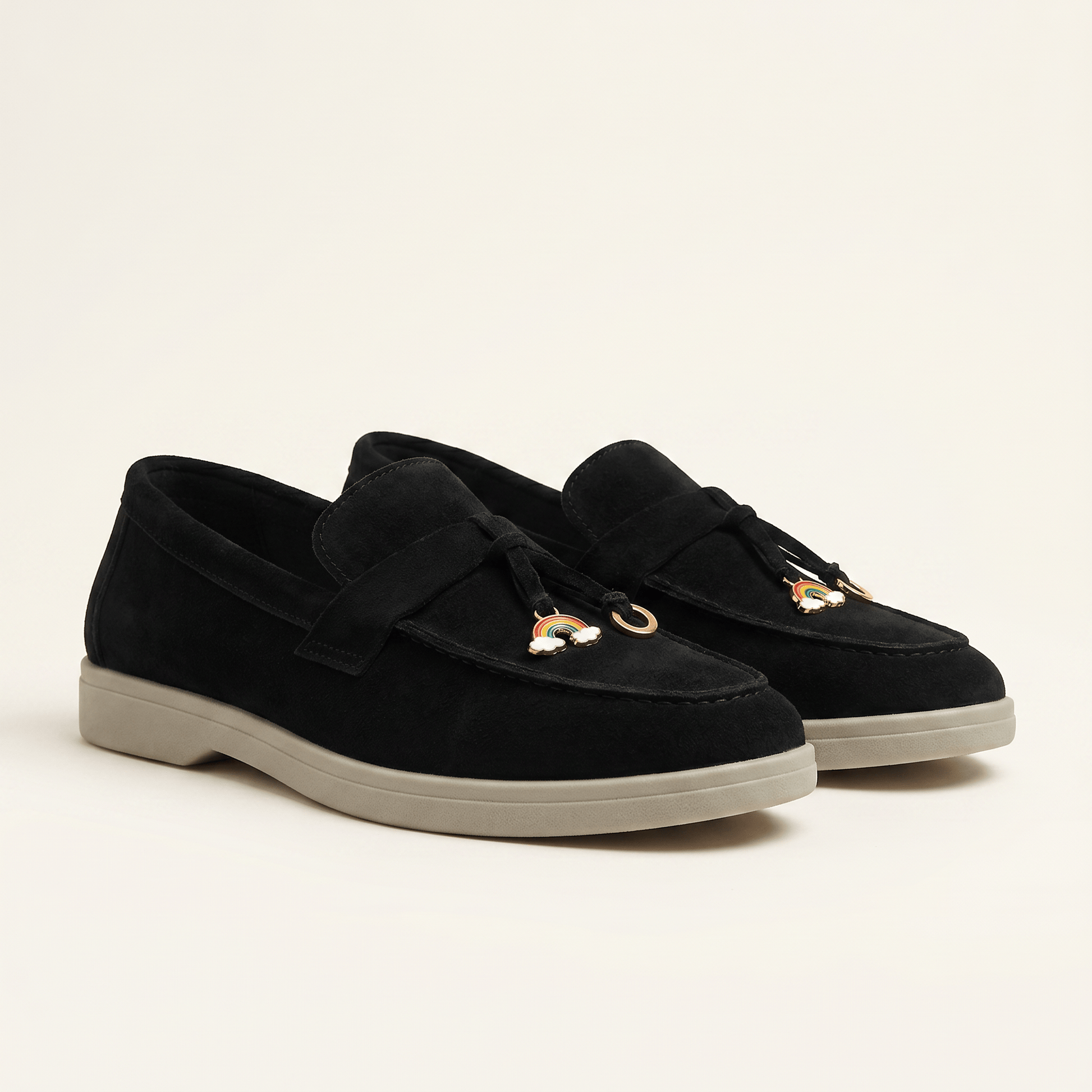 Mocassins Femme Penny en Daim Détail Doré
