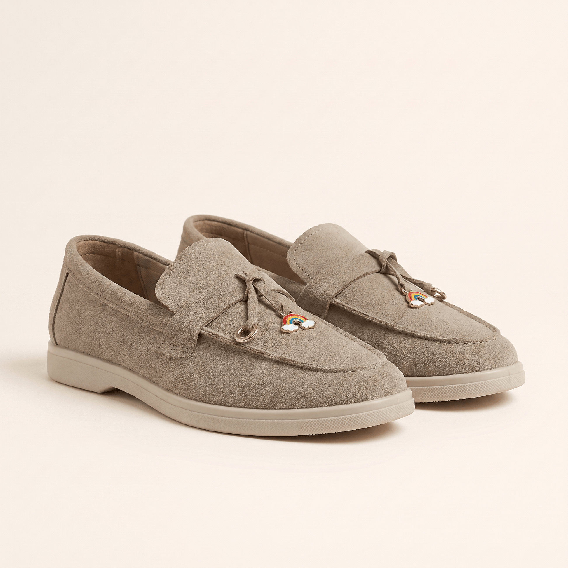 Mocassins Femme Penny en Daim Détail Doré