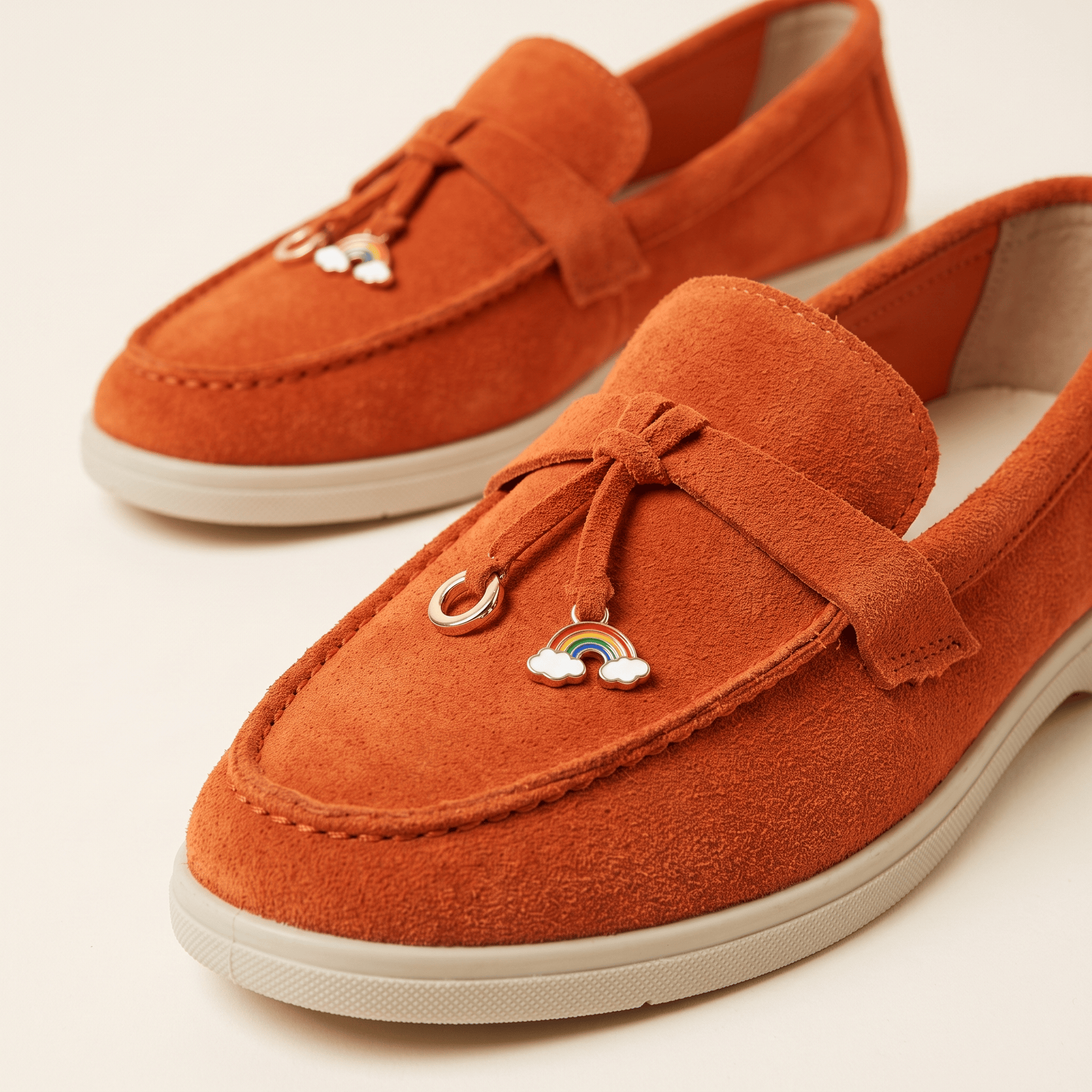 Mocassins Femme Penny en Daim Détail Doré
