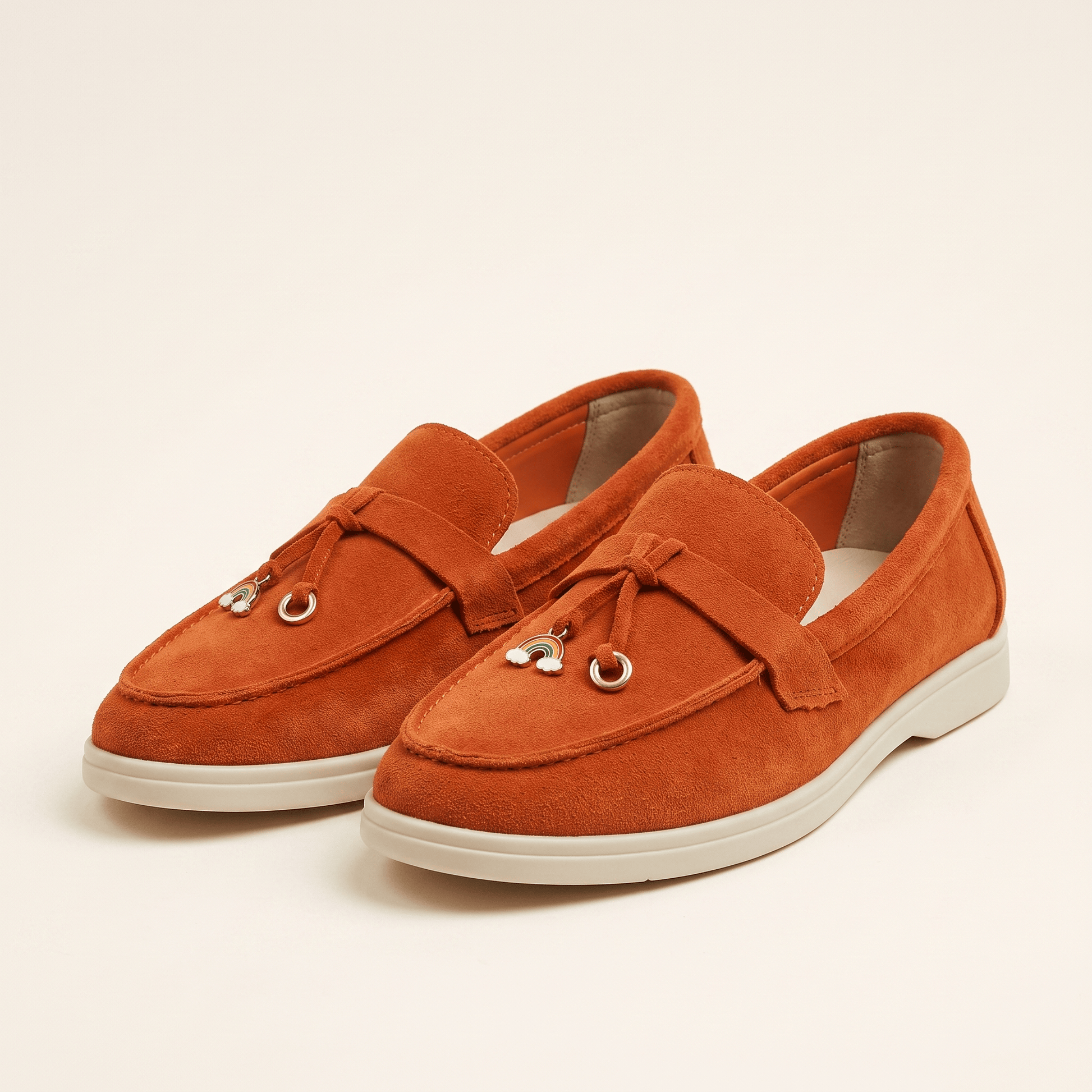 Mocassins Femme Penny en Daim Détail Doré