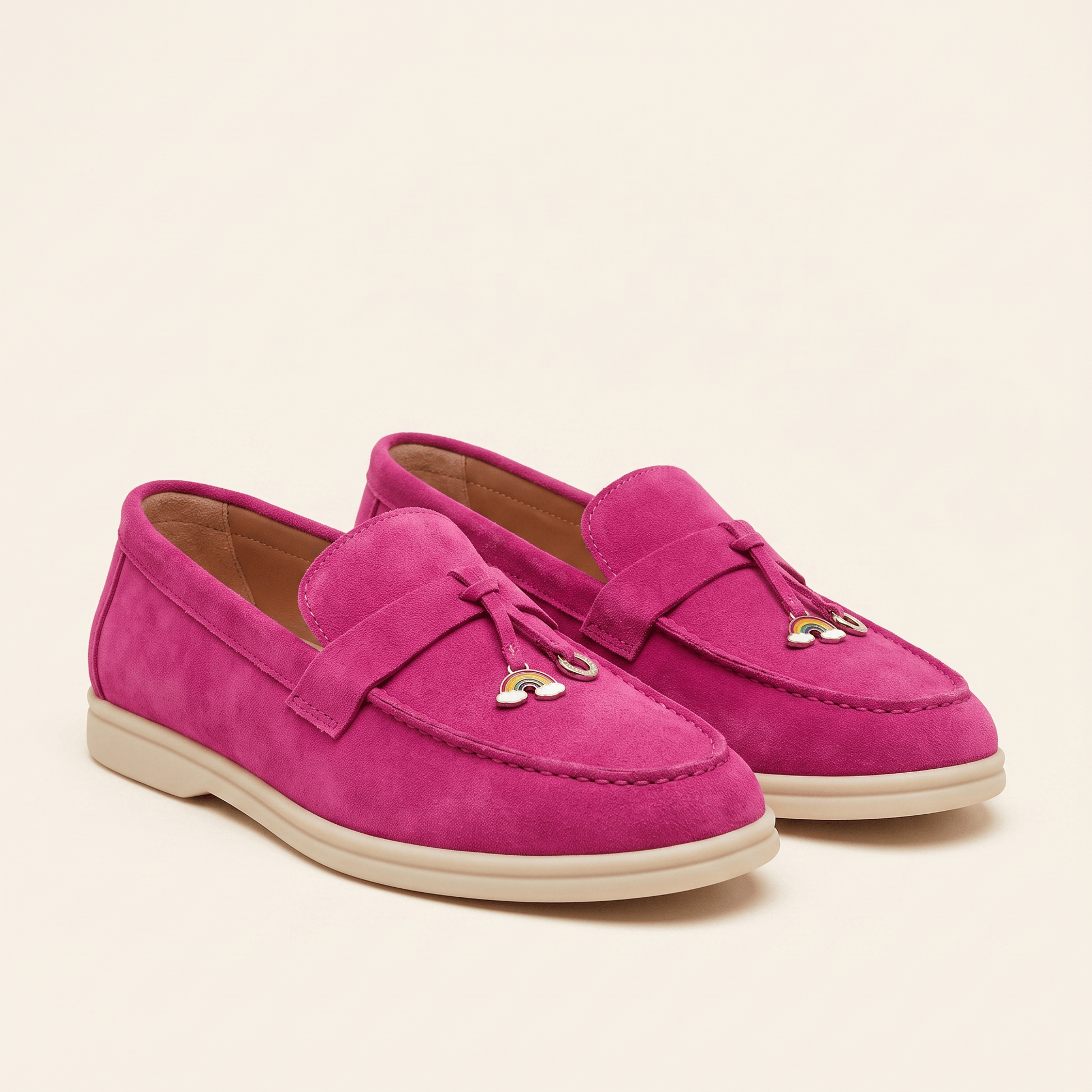 Mocassins Femme Penny en Daim Détail Doré