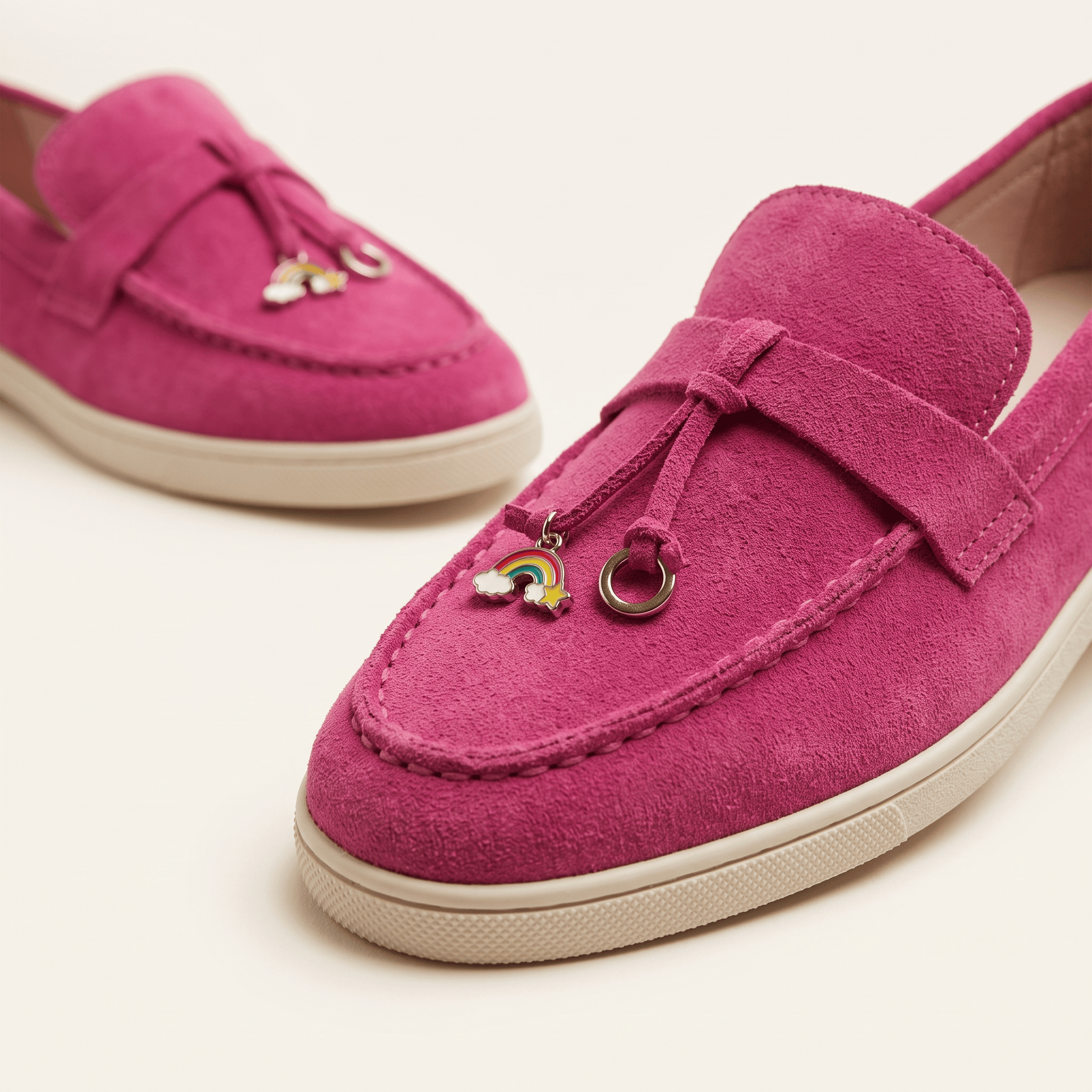 Mocassins Femme Penny en Daim Détail Doré