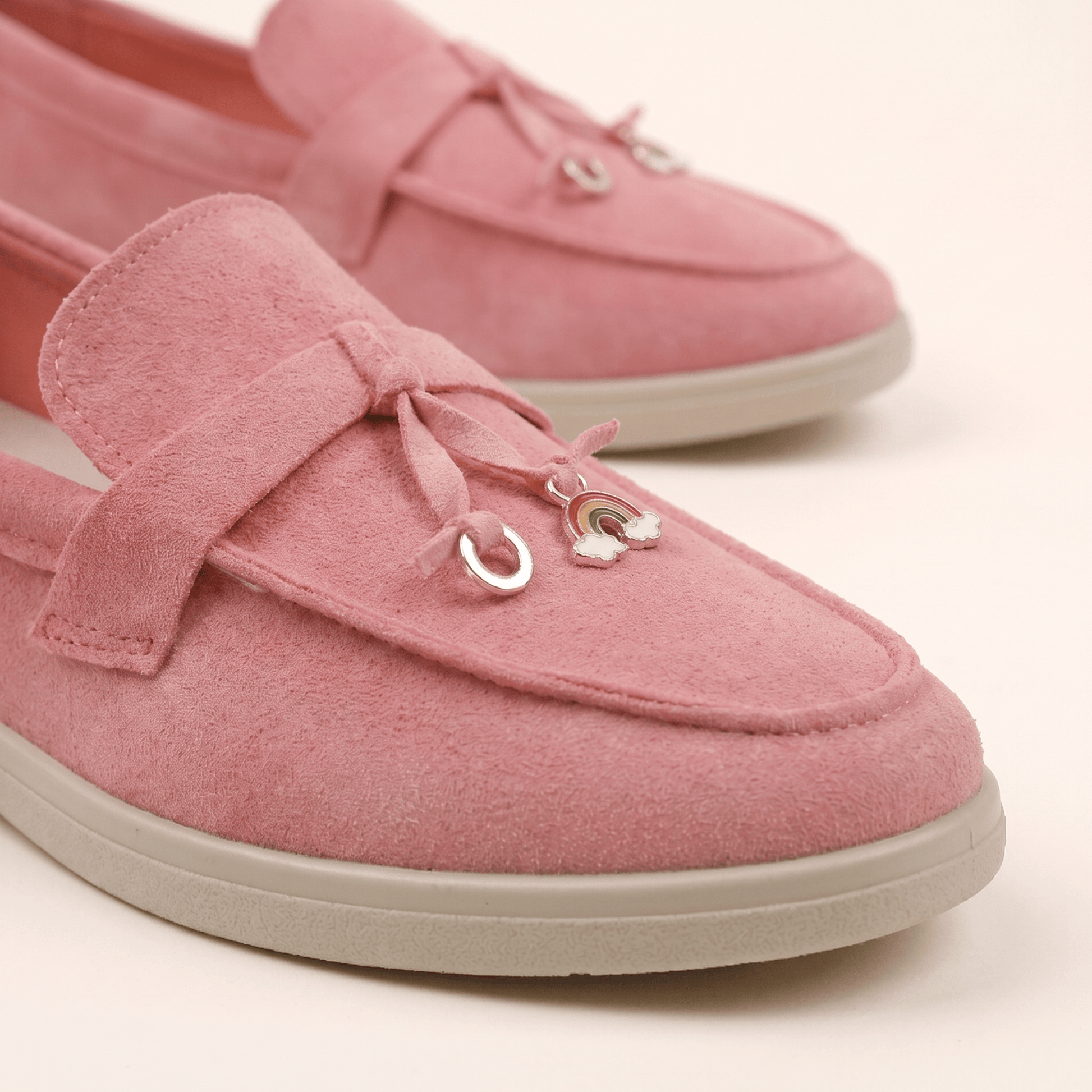 Mocassins Femme Penny en Daim Détail Doré