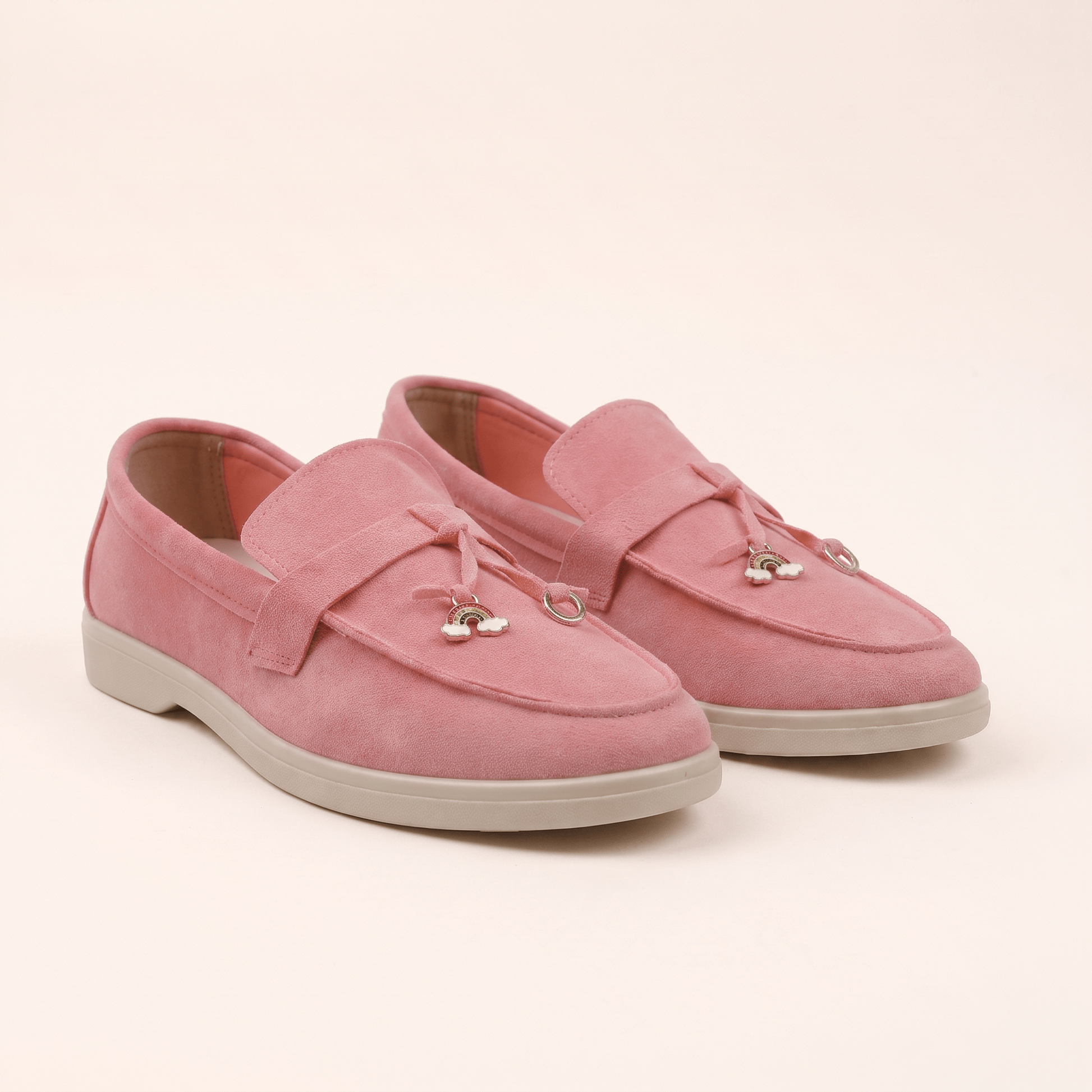 Mocassins Femme Penny en Daim Détail Doré