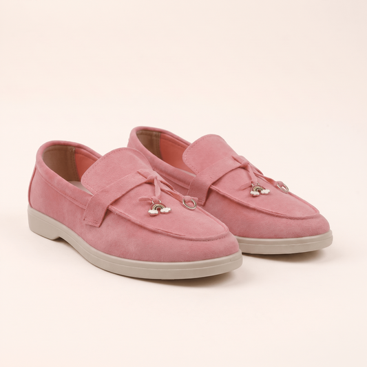 Mocassins Femme Penny en Daim Détail Doré