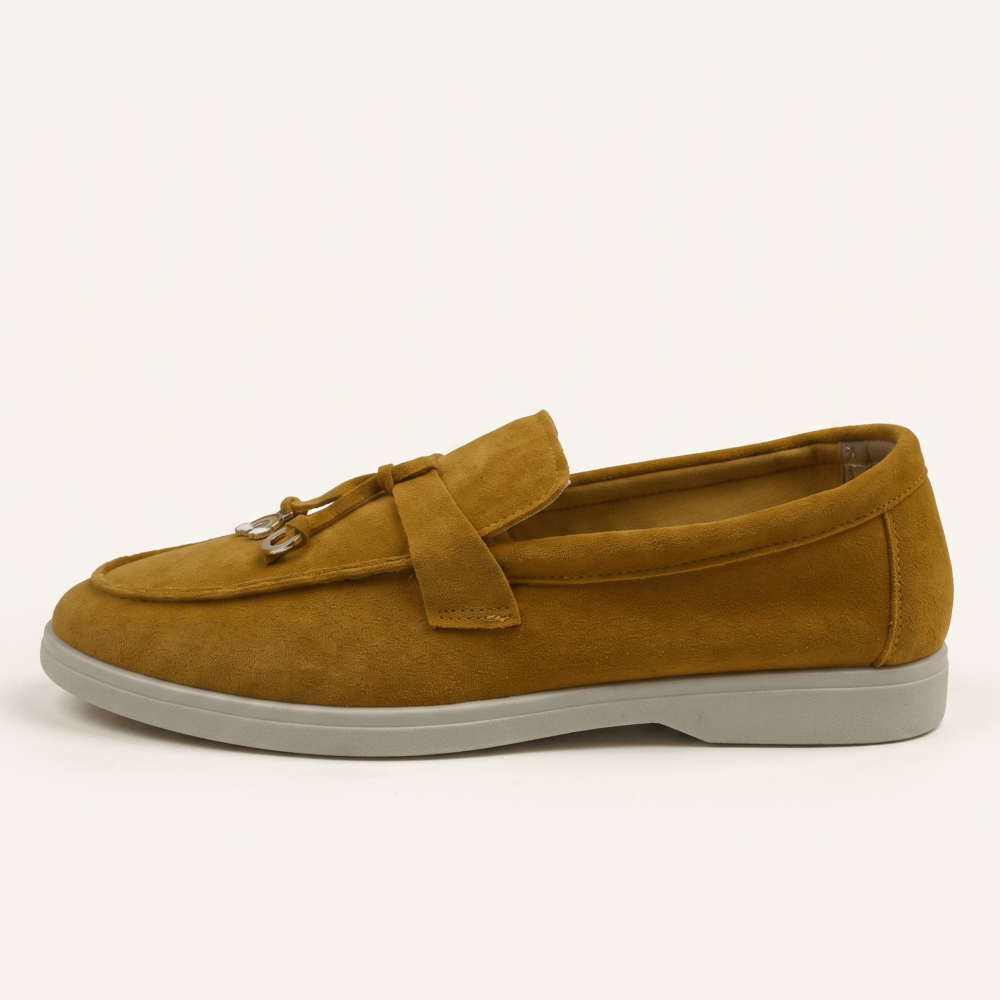 Mocassins Femme Penny en Daim Détail Doré
