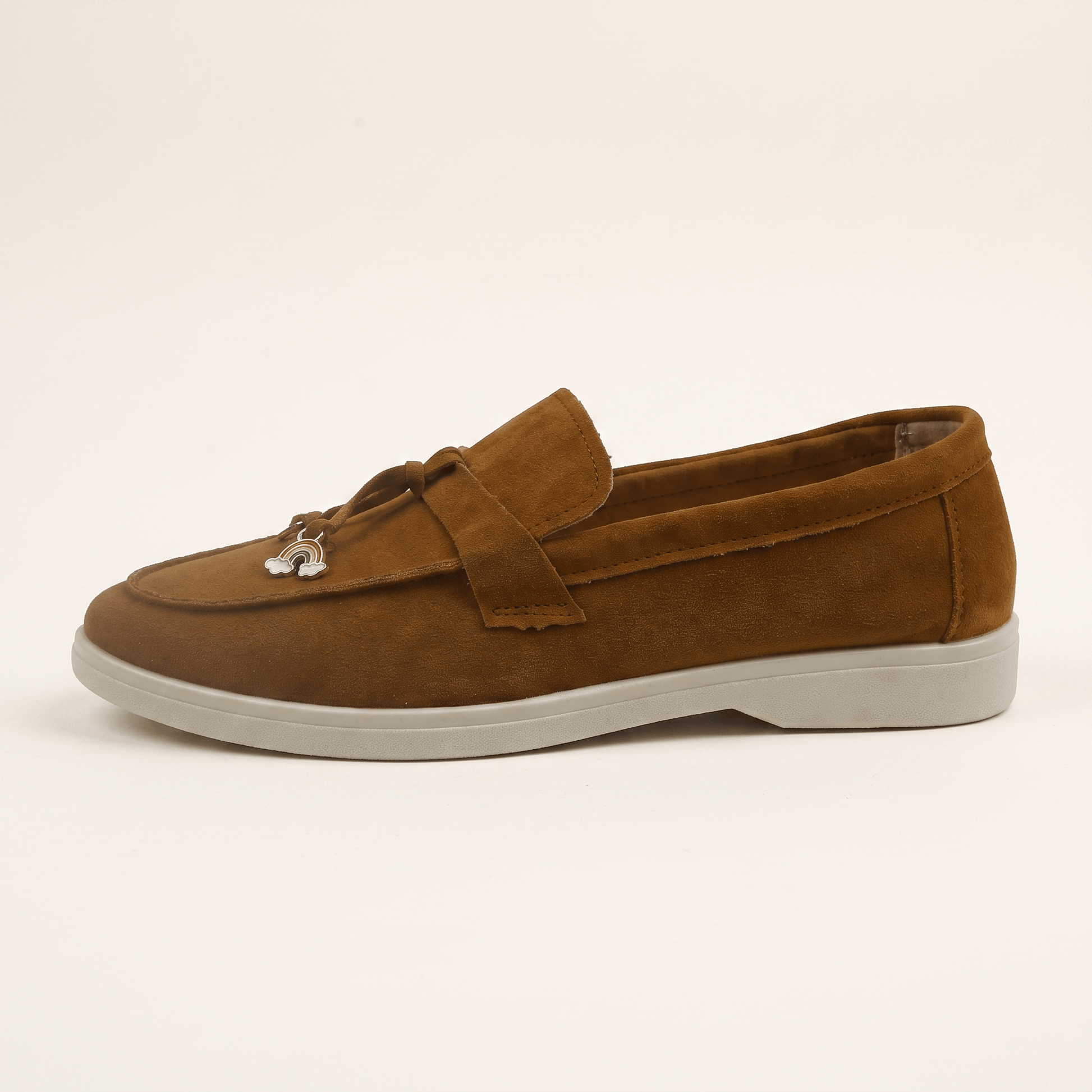 Mocassins Femme Penny en Daim Détail Doré