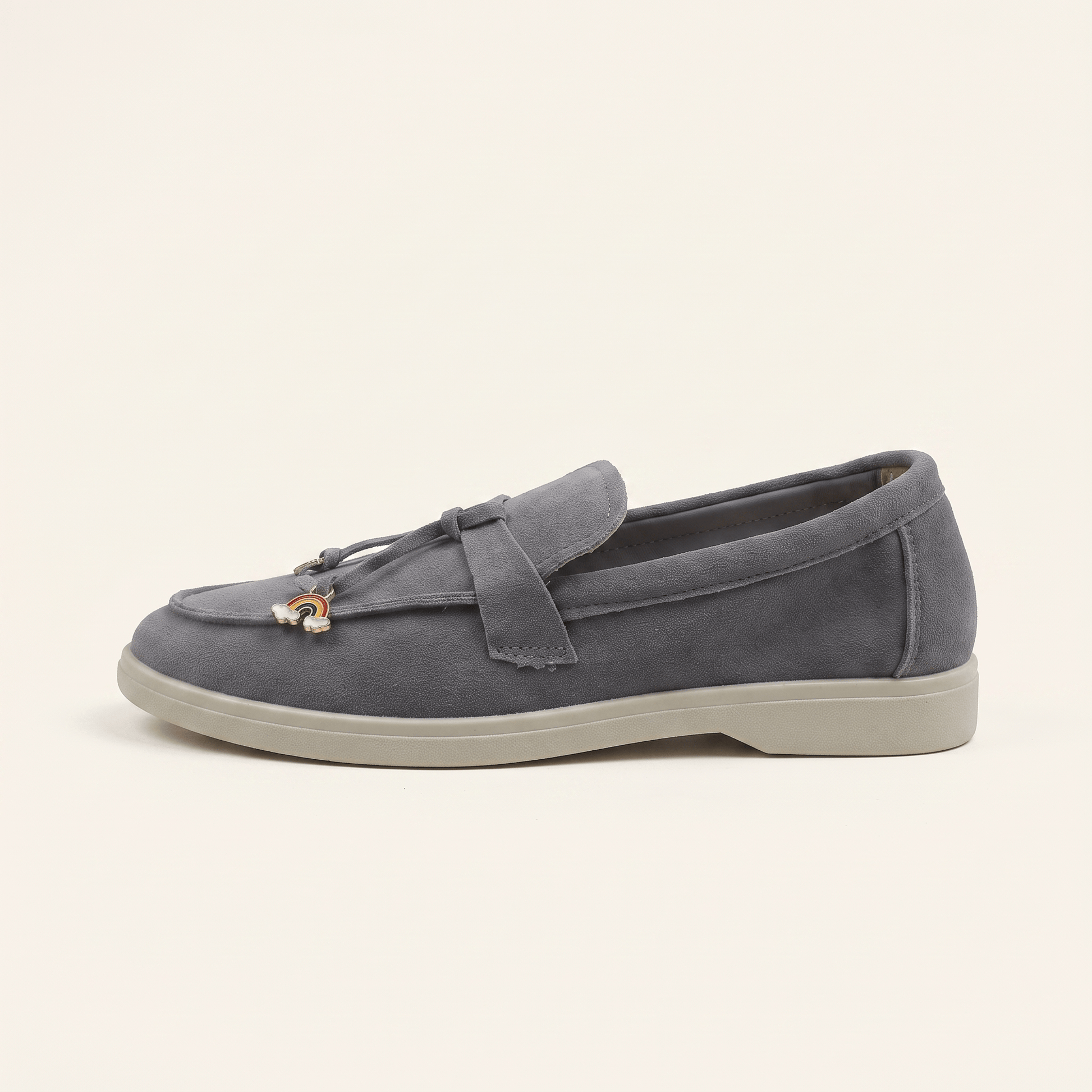 Mocassins Femme Penny en Daim Détail Doré