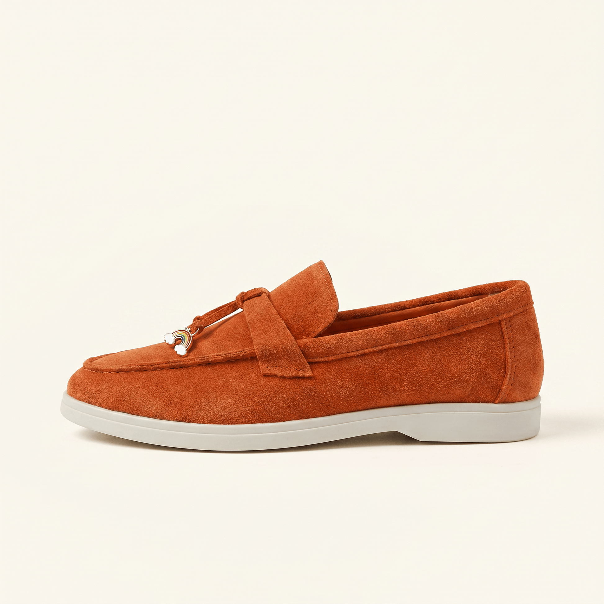 Mocassins Femme Penny en Daim Détail Doré