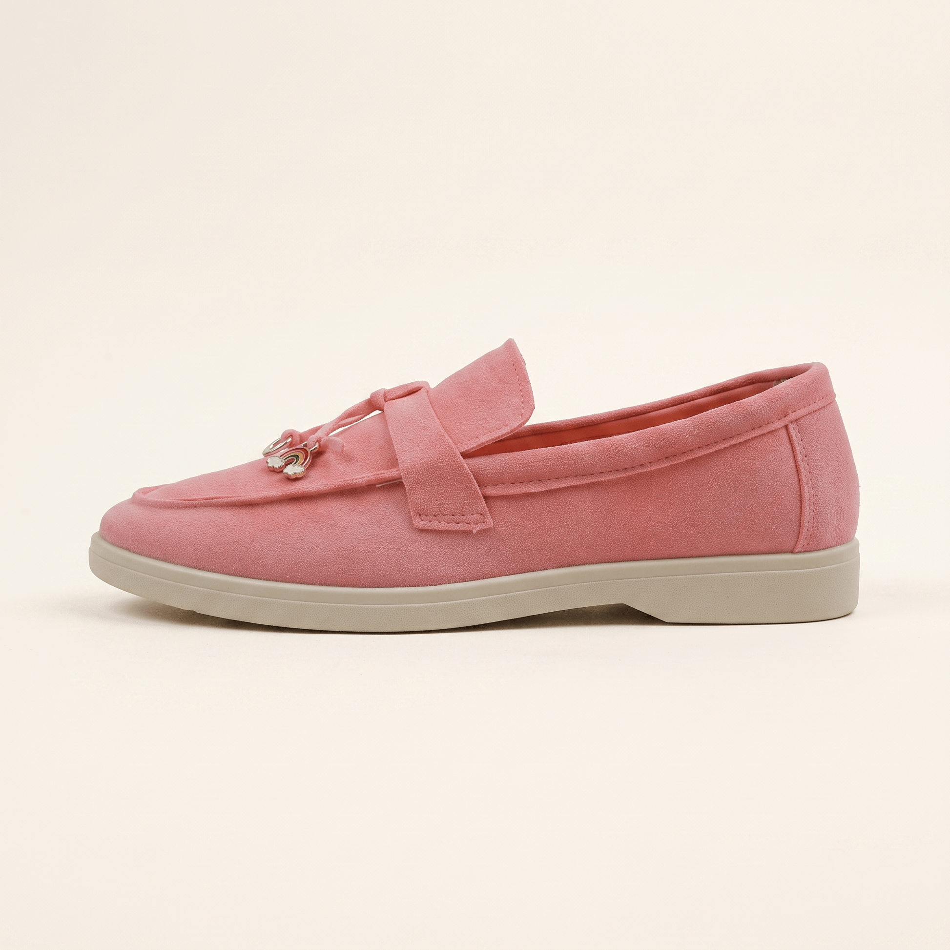 Mocassins Femme Penny en Daim Détail Doré