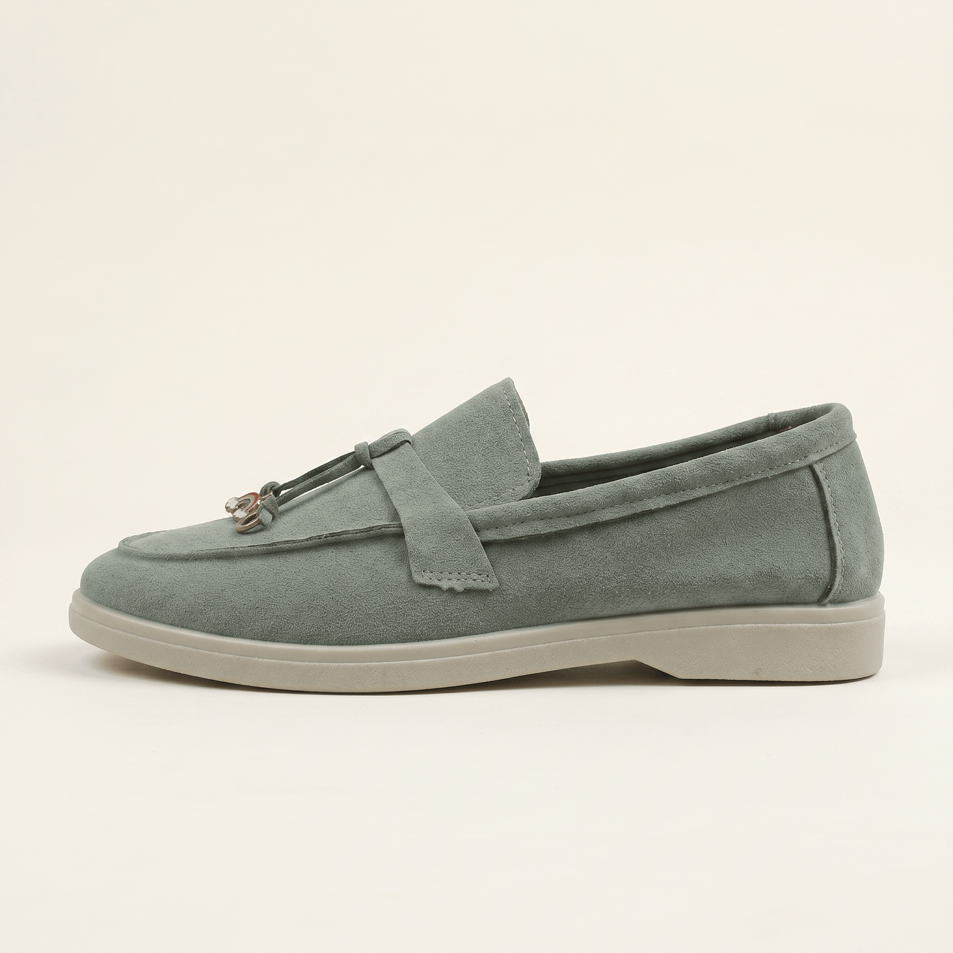 Mocassins Femme Penny en Daim Détail Doré
