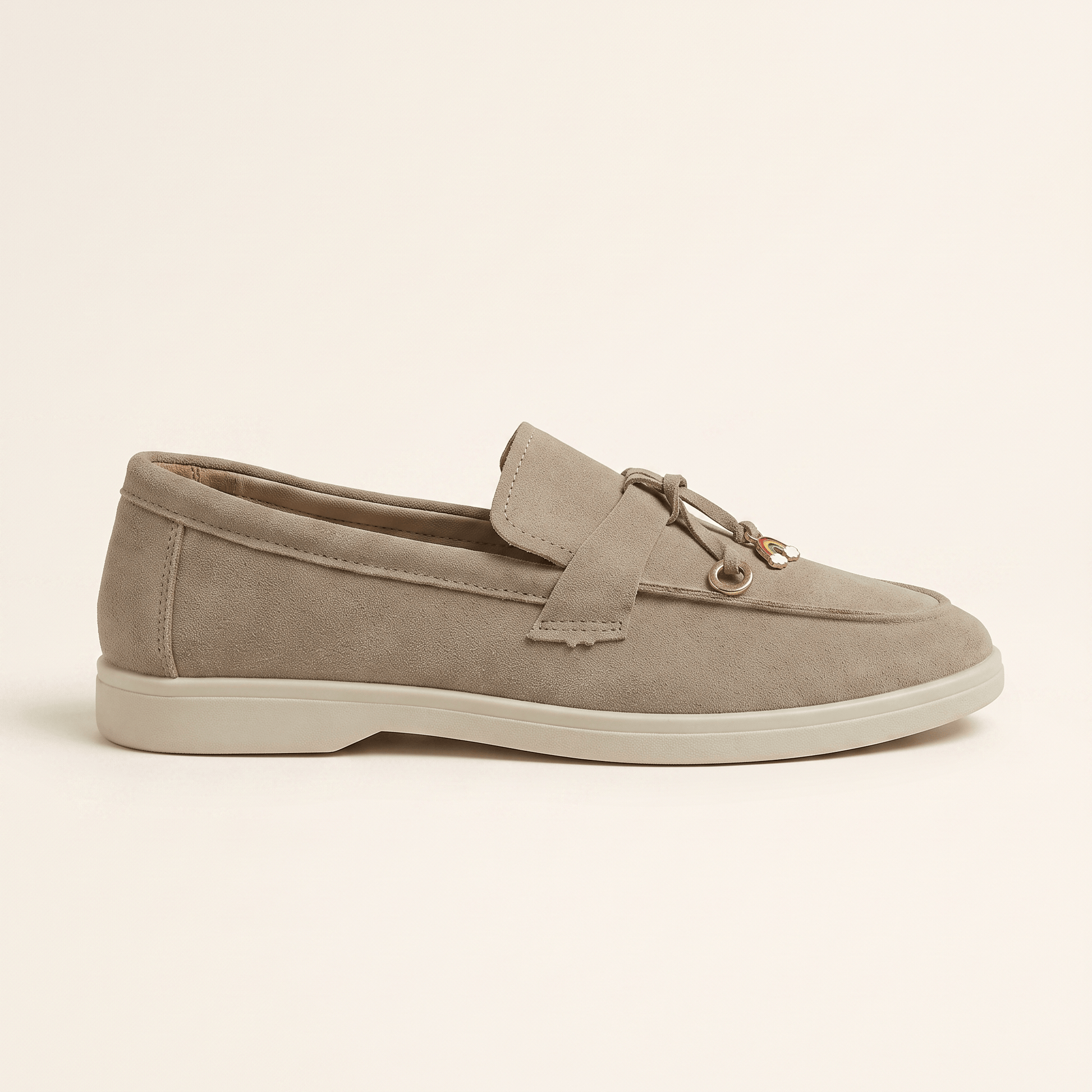 Mocassins Femme Penny en Daim Détail Doré