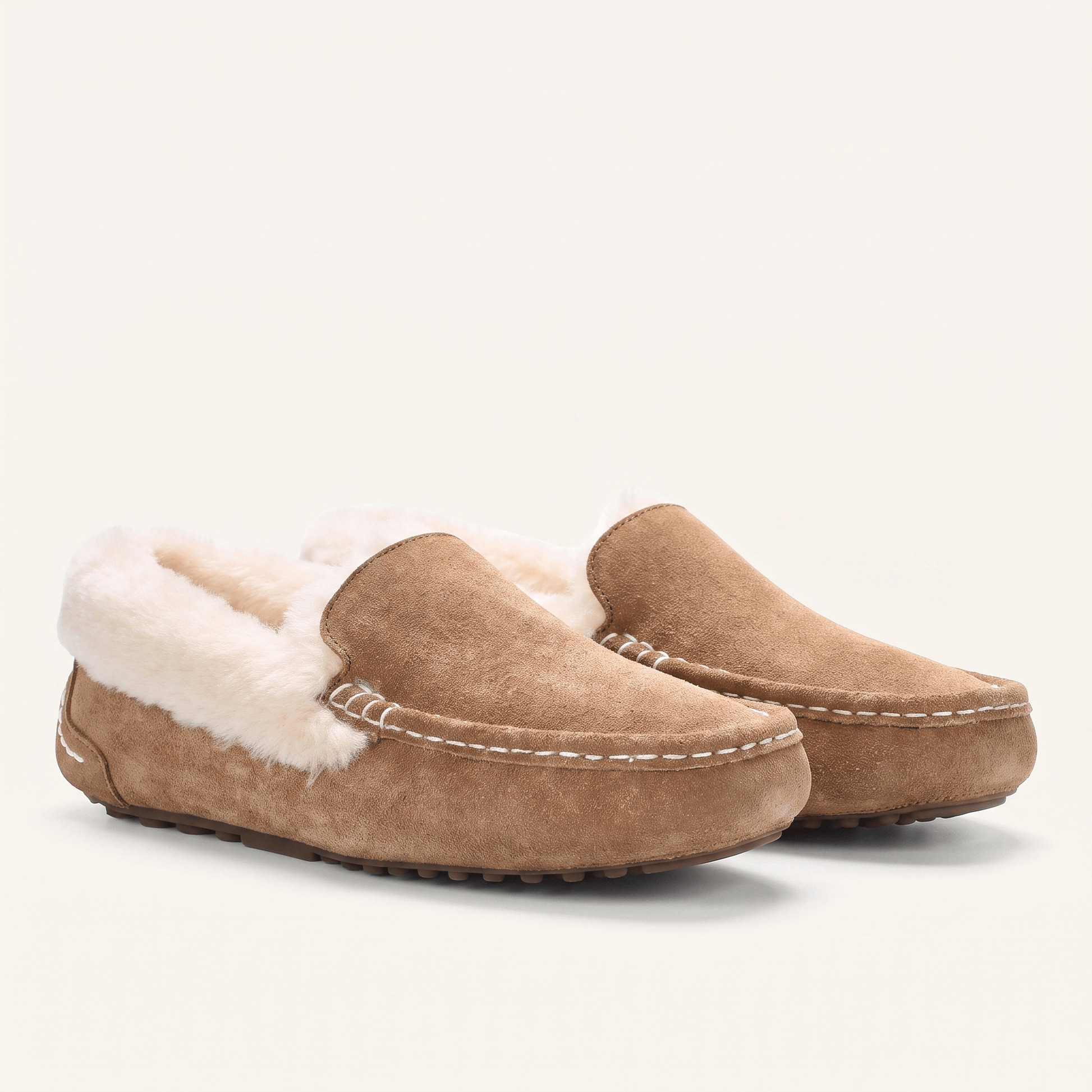 Mocassins Fourrés Femme Chaussons Cosy en Daim Véritable