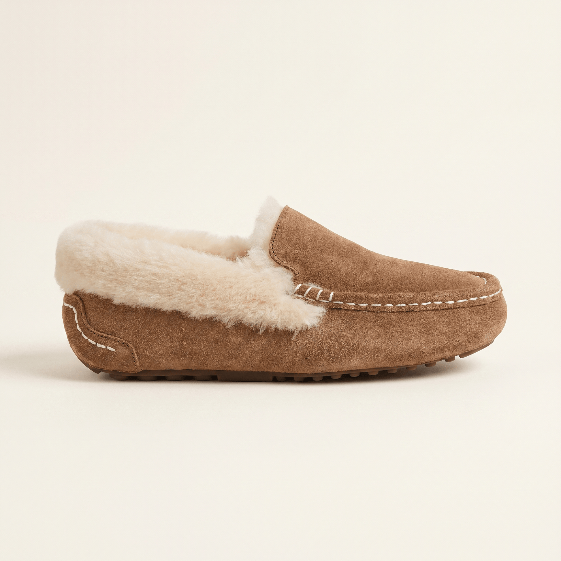 Mocassins Fourrés Femme Chaussons Cosy en Daim Véritable